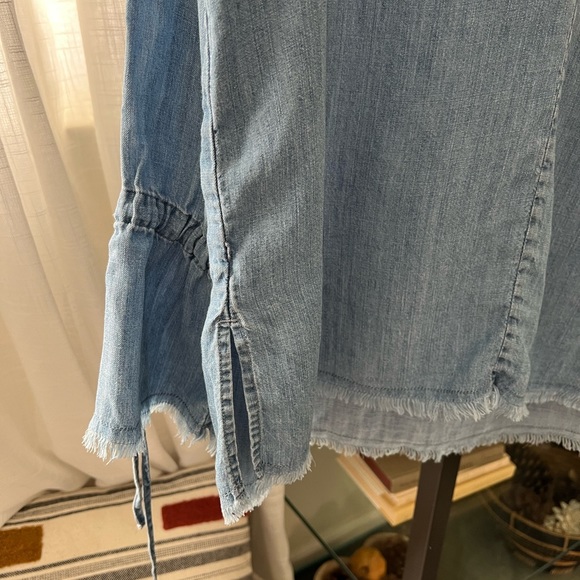 Rails Zimi chambray denim frayed tie sleeve top small - Picture 5 of 11
